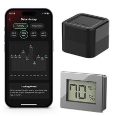 Case Elegance Klaro Valet - 스마트 습도 및 온도 습도계 센서 앱 알림 Klaro 가이드 시즈닝 Wi-Fi 브릿지 및 디지털 디스플레이 연중무휴 원격