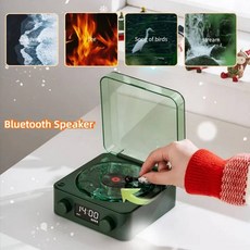 휴대용LP플레이어 레코드 화이트 노이즈 무선 블루투스 레트로 턴테이블 스피커 비닐 플레이어 스테레오 사운드 RGB 프로젝션 노벨티 조명, Christmas green