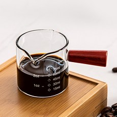 내열유리 우드손잡이 에스프레소 샷잔 75ml 양쪽 물코+그릿커머스Shop, 빠른배송, 1개