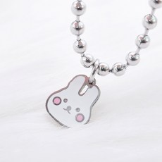 [케이스증정] 샤이니유 미니토끼 써지컬스틸 미아방지팔찌 아기돌선물, 13+3cm, 동글볼체인, 1개