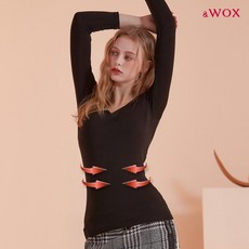[왁스] [WOX] 히트 긴팔 배쏙티 1단계 보정속옷 보정나시 - 블랙