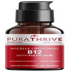 PuraTHRIVE 비타민 B12 방울과 펄 빅산.