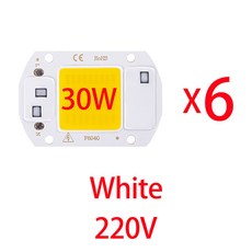 LED 칩 다이오드 램프 전구 20W 30W 50W COB 220V 비즈 플러드 라이트 스포트라이트용 모듈 DIY 필요 없음 드라이버 6, 6개