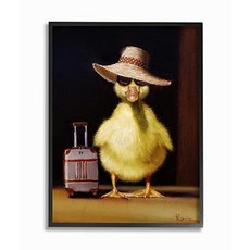 Stupell Industries Little Vacation Chote 여행 회화 블랙 틀 벽 예술 16 x 20 멀티 컬러 (Framed Giclee 16x20), Framed Giclee, 16x20