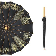 Regn 특이한우산 레트로 복고풍 원목 일자 장우산 나무우산