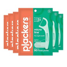 Plackers 마이크로 민트 스틱형 치실 150개 107663, 2) 90 Count Pack of 6 - 치실 피크