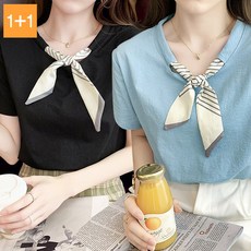 [1+1] 벨리 리본 스카프 반팔티(3color)