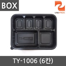 TY1006 일회용도시락 용기 6칸 200개 일회용기, 1box, 200개입