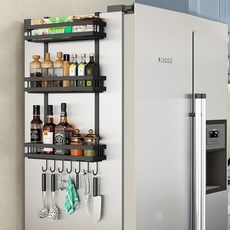 걸어서 더 튼튼한 냉장고선반 냉장고옆 주방걸이 선반 양념정리대 영양제정리, 03_실버_3단, 1개