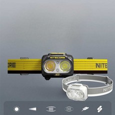 나이트코어 UT27 Pro 루멘 조깅 듀얼 라이트 헤드랜턴, 1개, 화이트 (배터리 2개)