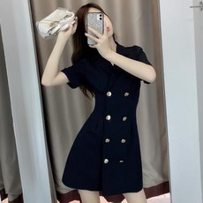 데이지블랑 블랙 더블버튼 재킷 미니 원피스