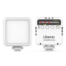 Ulanzi RGB 비디오 라이트 미니 LED 카메라 2500K-9000K 디밍 가능 콜드 슈 마운트 브이로그 필 VL49, 02 VL49 White, 1개
