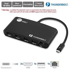 듀얼 4K HDMI 디스플레이 어댑터 및 USB 3.0 40Gbps가 포함 된 SIIG 썬더볼트 Thunderbolt 3 Dock-Mac W, One Color_One Size, One Color, 상세 설명 참조0