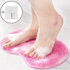 발씻는 세척 매트 실리콘 풋브러쉬 발바닥 뒷꿈치 각질 욕실 패드, 핑크, 1개