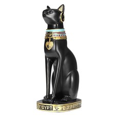 15 인치 수 지 인형 빈티지 이집트 bastet 고양이 여신 수 지 입상 검은 고양이 파라오 동상 장식 선물 컬렉션, 단일