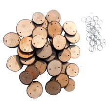 Royalways 40 Wooden Circle Tags with Holes and Hook for Birthday Chore Boards & Crafts, 활기 없는, 나무
