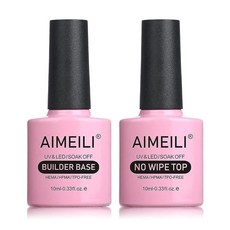 AIMEILI 5 in 1 빌더 베이스 헤마 프리 클리어 네일 젤 익스텐션 및 닦지 않는 탑 세트 Soak Off U V LED 크루얼티프리 비건 래커 556572, AIMEILI 5 in 1 빌더 베이스 헤마 프리 클리, 1개