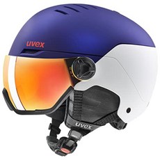 UVEX 스키 스노우 보드 바이저 헬멧 다이얼 사이즈 조정 안경 사용 가능 원티드, 퍼플 배쉬/화이트 매트