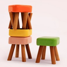 의자 솔리드 우드 홈패션 거실 어린이 소파의자 가죽, 오렌지 - 25cm
