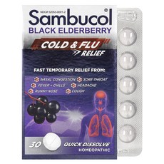 Sambucol 블랙 엘더베리 감기 및 독감 완화 빨리 녹는 정제 30정, Sambucol 블랙 엘더베리 감기..., 1개