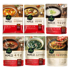 올따옴 비비고 인기즉석 탕찌개 6종(두부김치+된장찌개+사골곰탕+육개장+미역국+차돌된장찌개)