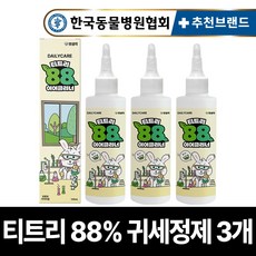 펫생각 천연 저자극 티트리88%함유 애견 강아지 귀세정제 이어클리너 귀청소 청결 귓병 귀염증 외이염 예방, 3개, 360ml - 강아지귀세정제