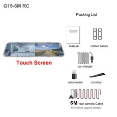 자동차 후방카메라 방수 기능 내장 안전 주행 HGDO 터치 1080P 백미러 대시 캠 레코더 포함 3 in 1 Avto 레트로바이저 주차 차량 Dvr 박스 5 인치, 9) G15 6M RC - No Card - avm9