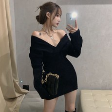 겨울 가을 여성의류 패션 슬림핏 페이퍼맨 브이넥긴팔 힙랩 이너 하프기장