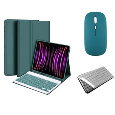 아이패드 전용 에어 프로 미니 1/2/3/4/5/6/7/8/9/10 세대 M2 M4 펜슬 수납 블루투스 키보드 케이스 무선 마우스 세트 iPad Pro Air Mini 케이스나라, 다크그린