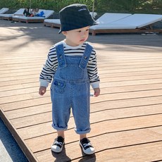 Q1020515 키즈 봄가을 청 멜빵바지 유아동 오버롤 캥거류포켓 데님팬츠 사은품증정