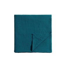 Meracorallo 모슬린 포대기 담요 100% 유기농 면 속싸개 부드럽고 통기성이 좋은 포대기 랩 남아 및 여아용 (뉴트럴 스트라이프), 틸 블루