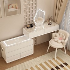 1200 확장형 멀티수납 화장대 일반화장대, 흰색+서랍 6개(스마트)+거울(D)+의자(A1), 120cm