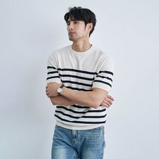 댄디 카라 니트티 폴로셔츠 남성 캐주얼 비즈니스 스트라이프 여름