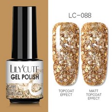 LILYCUTE 글리터 UV 젤 매니큐어 글리터 스팽글 소크 오프 젤 바니시 다채로운 네일 젤 폴리시 DIY 네일 아트 7ml, 1개, 없음