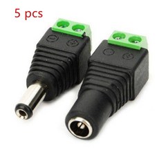 Conector dc 5 peças fêmea 5 peças macho conector 2.1 5.5mm plugue adaptador de cabo conector para 3