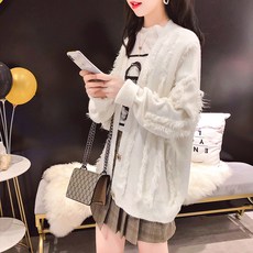 여성 박시 아우터 니트 가디건 인싸템 태슬 스웨터 와이드 코트