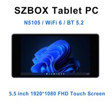 미니컴퓨터 고사양미니PC SZBOX JX2 태블릿 PC 55 인치 19201080 FHD N5105 윈도우 11 DDR4 터치 스크린 포켓 듀얼 디스플레이 WiFi6 BT52 미니, 01 8GB 128GB_02 UK