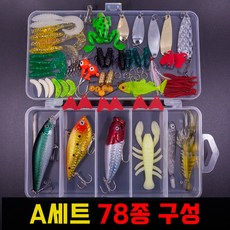 lureset 민물 바다 루어미끼 루어웜 쉐드웜 미노우 배스루어 인조미끼 가짜미끼, A세트 78종