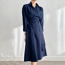 봄 랩 lap 린넨 벨티드 A라인 자켓 롱 원피스