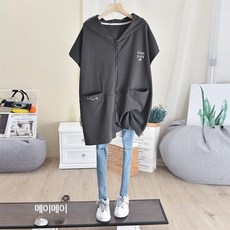 빅사이즈 후드집업 여성 자켓 가디건 남녀공용 후드맨투맨 캐주얼 맨투맨 티 봄 여름 조끼 베스트