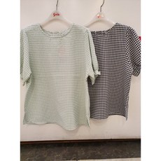 소이고방체크블라우스