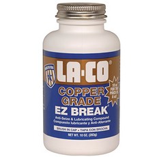 LA-CO EZ 브레이크 구리 등급 고착 방지 페이스트 1800도 F 온도 10온스 병 캡에 브러시 포함 LA-CO EZ Break Copper Grade Antiseize, 1, 10 oz