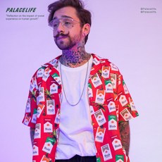 TAOBAO 노당 교장 조판 여름 프린트 RHUDE 만보로 담뱃갑 남녀 캐주얼 하와이 비치 반팔 셔츠