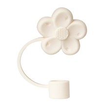 컵용 빨대 커버 귀여운 토퍼 손잡이가 달린 텀블러 실리콘 꽃 30 Oz 및 40Oz 호환, Beige, 1개