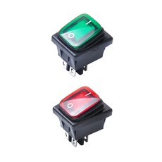 FWT 백라이트가있는 2pcs 빨간색 녹색 4 핀 켜기 / 끄기 2 위치 로커 전원 스위치
