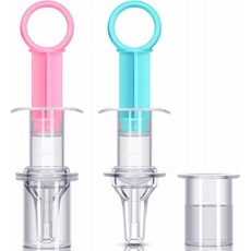 이태리 유아 유아에게 적합한 젖꼭지 머리를 가진 유아 구강 먹이 주사기 액체 디스펜서 2개 (파란색과, 단일옵션, 단일옵션