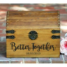 Better Together 웨딩 카드 박스 잠금 옵션 우드 슬롯 5주년 선물용 메모리와 유품