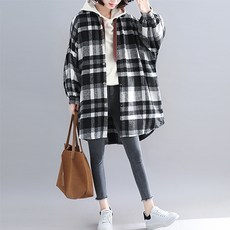 큰언니 여성 빅사이즈 카라넥 롱셔츠 재킷 BS05304#