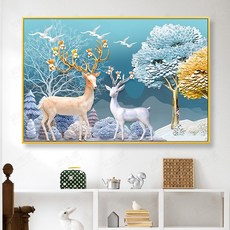 엘크 거실 대형 프랑스자수 집콕취미 스킬자수 십자수 세트 패키지, 면실 72x50cm