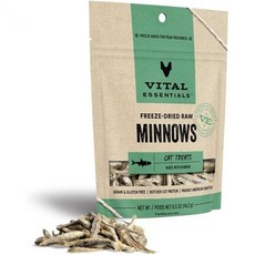 Vital Essentials 바이탈 에센셜 동결 건조 생고양이 트리트먼트 미니노우 0.5, Minnows, 0.5 Ounce (Pack of 1), 14.2g, 1개 - 바이탈에센셜토끼